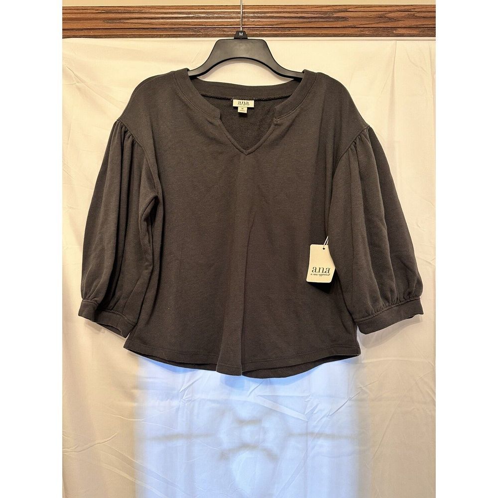 a.n.a Cozy V-Neck Soft Lightweight Sweater Women's Size Medium Charcoal Gray NWT